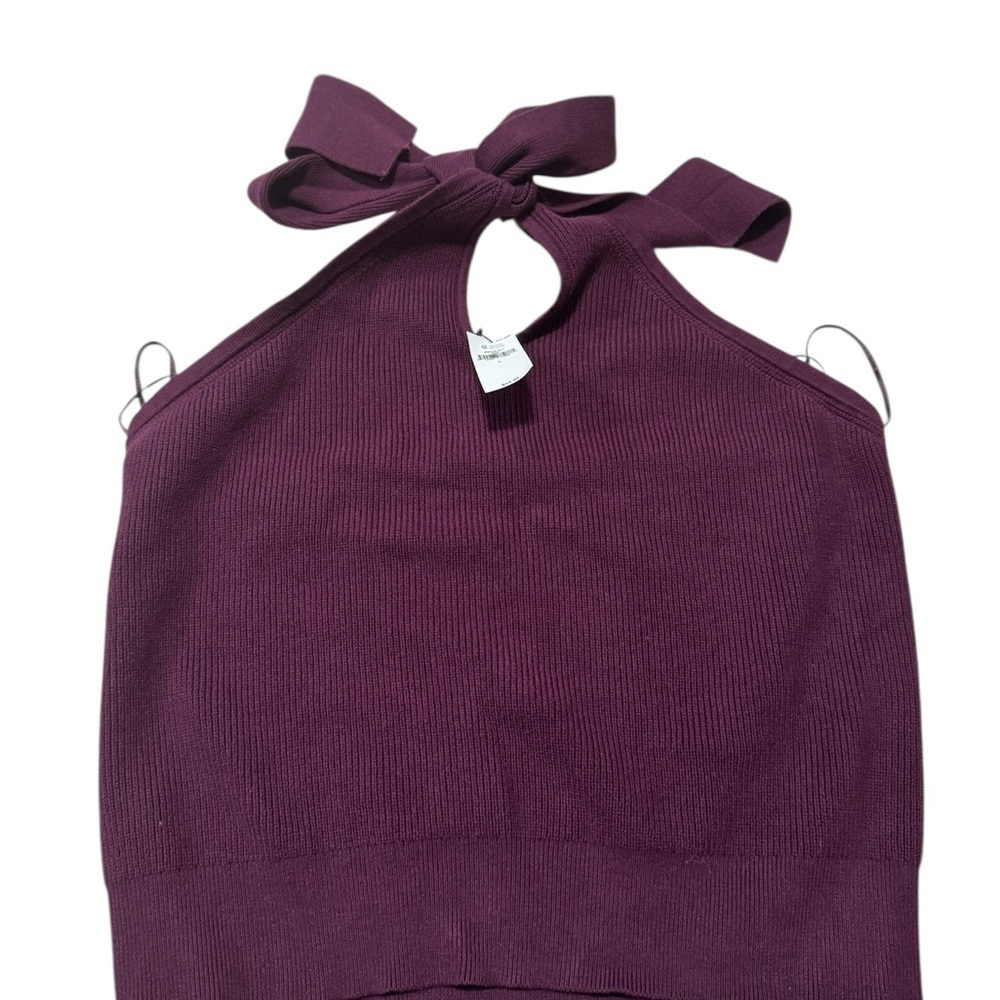 Banana Republic Burgundy Ribbed Knit Halter Crop Top Tie Neck NWT $54.99